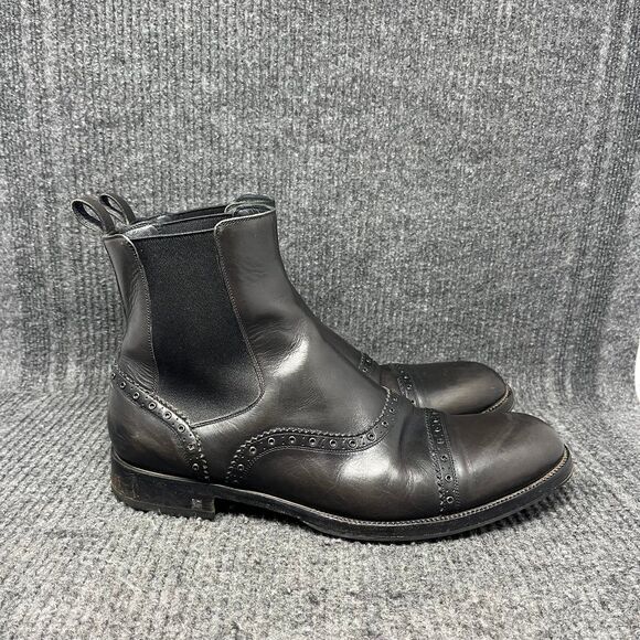 Louis Vuitton Black Grey Leather Chelsea Ankle Boots Made in Italy VTG Mens 10 - Picture 1 of 12